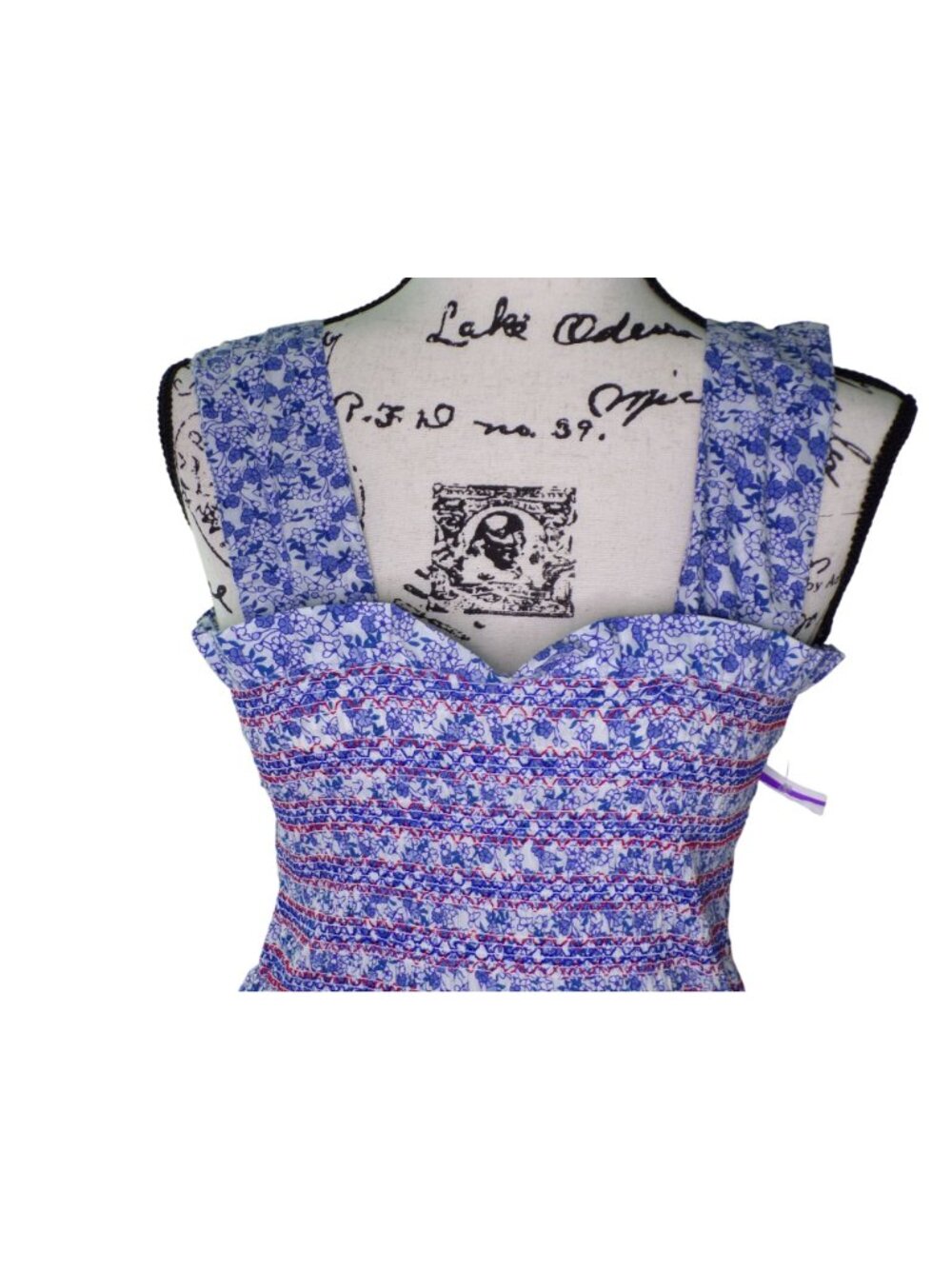🆕 Mille Garden Smocked Floral Midi Dress Cotton Large 8-10 - Picture 7 of 12